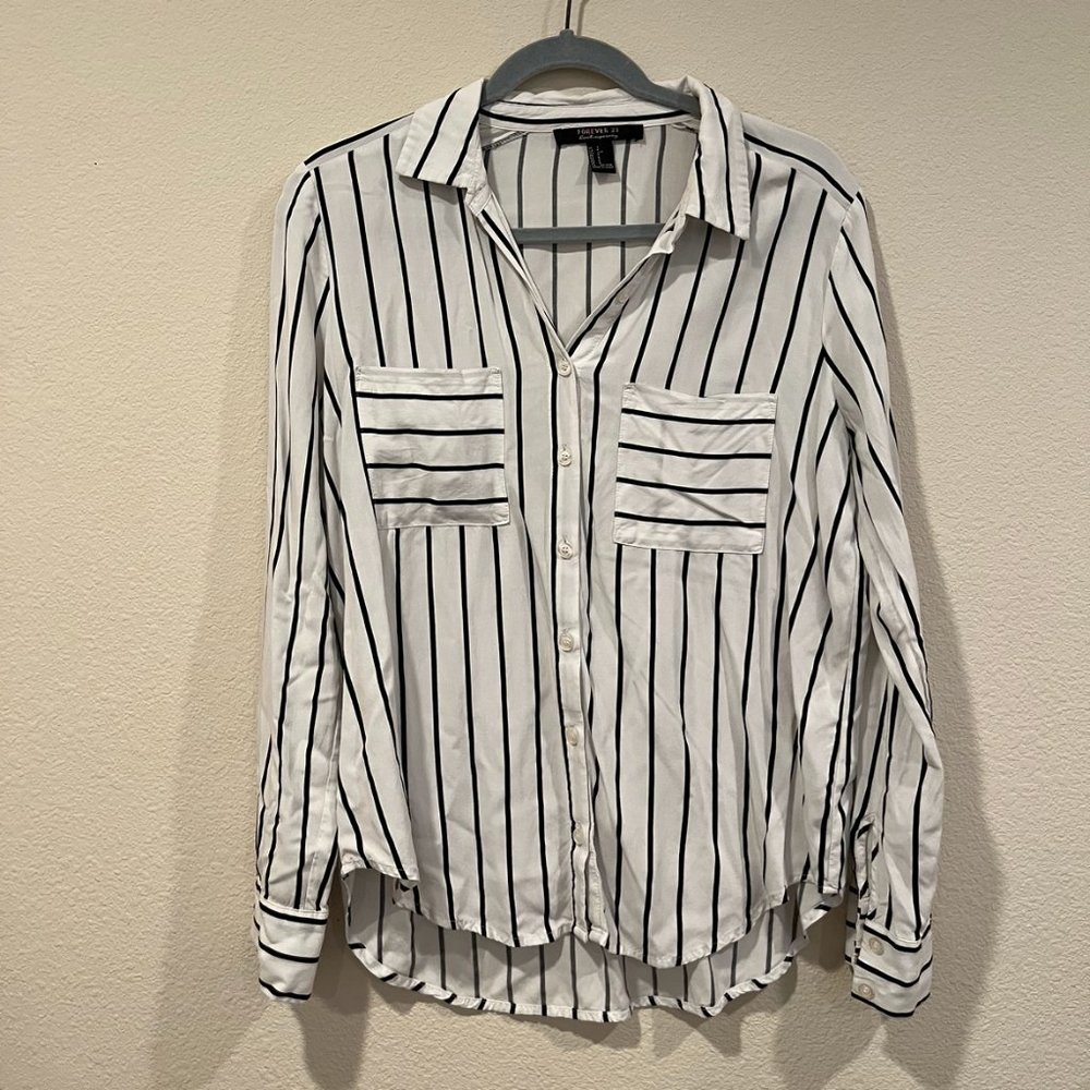 Forever21 Striped Long Sleeve Blouse
